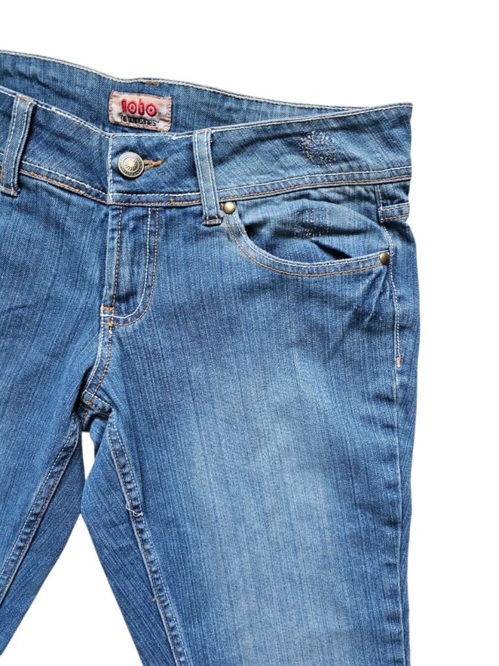 DEADSTOCK NOBO No Boundaries embroidered & studded denim capri . Size 11 JR - Picture 3 of 9